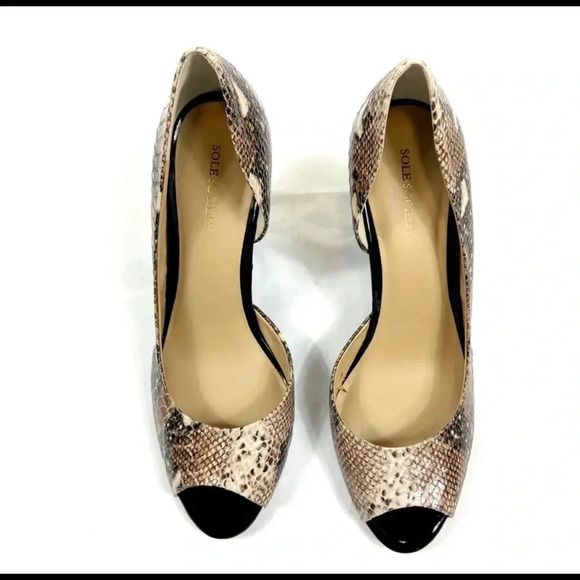 NIB Sole Society Leather Snake Pep Toe Wedges - Picture 3 of 12